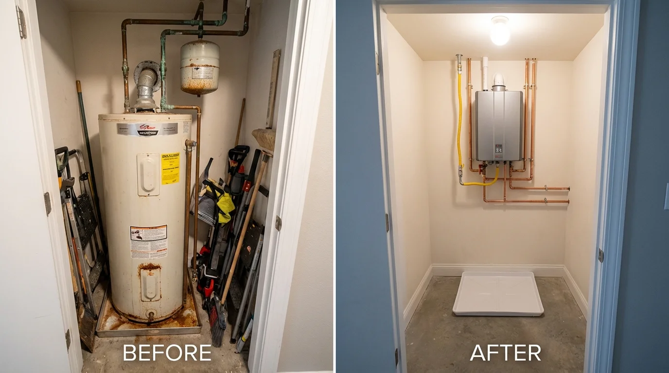 Tank water heater versus wall-mounted tankless unit comparison for Sherwood, OH homeowners